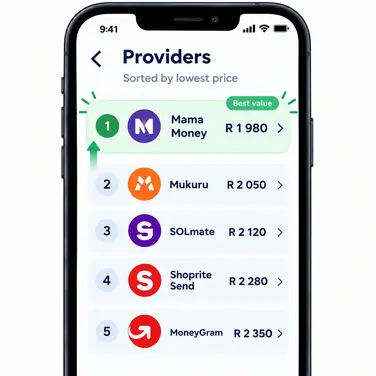 A ranked list of provider results